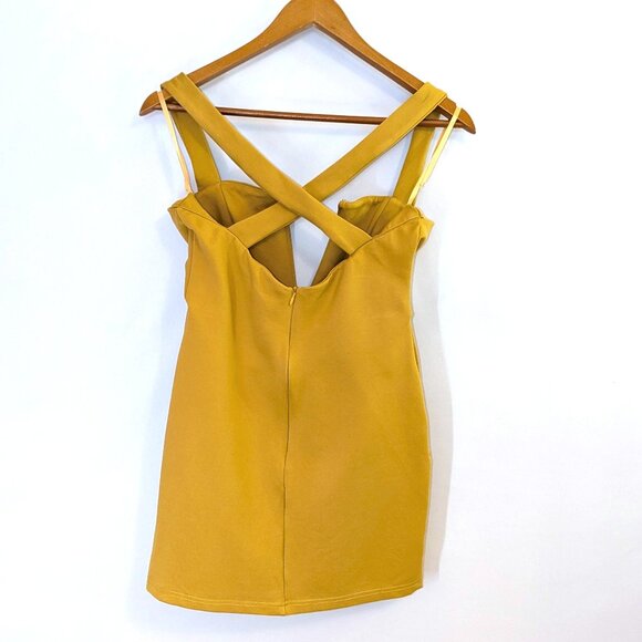 Superdown | Cynthia Cross Back Mini Dress in Mustard Yellow | Size Medium - Picture 8 of 13